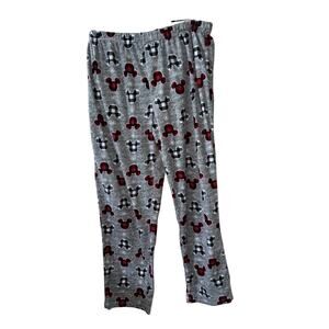 Disney Mickey Mouse Fleece Pajama Pants Womens XXL Gray Holiday Plaid Bedtime